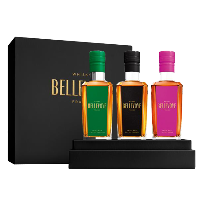 Bellevoye - Whisky - Coffret noir Prestige 3 x 20cl - 60cl - 43°